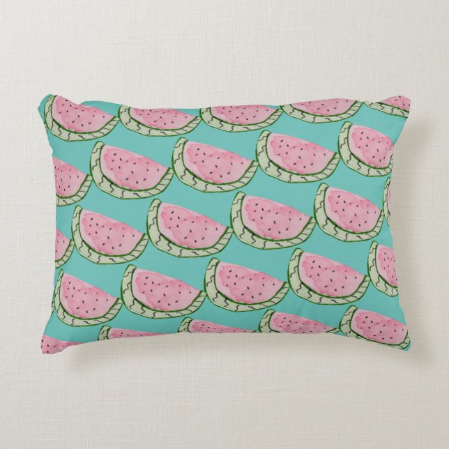 Watercolor Watermelon Doodles Painted Pattern    Accent Pillow (Front)