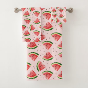 Watercolor Watermelon Fruit Pattern Bath Towel Set