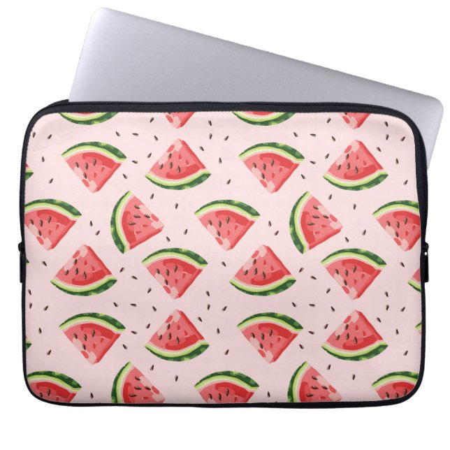 Watercolor Watermelon Fruit Pattern Laptop Sleeve (Front)