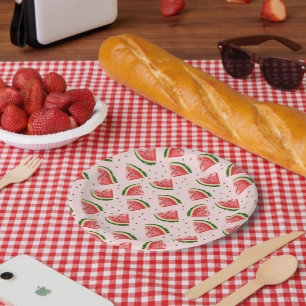 Watercolor Watermelon Fruit Pattern Paper Plate
