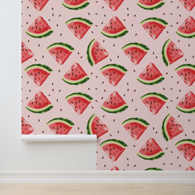 Watercolor Watermelon Fruit Pattern Wallpaper (Application)