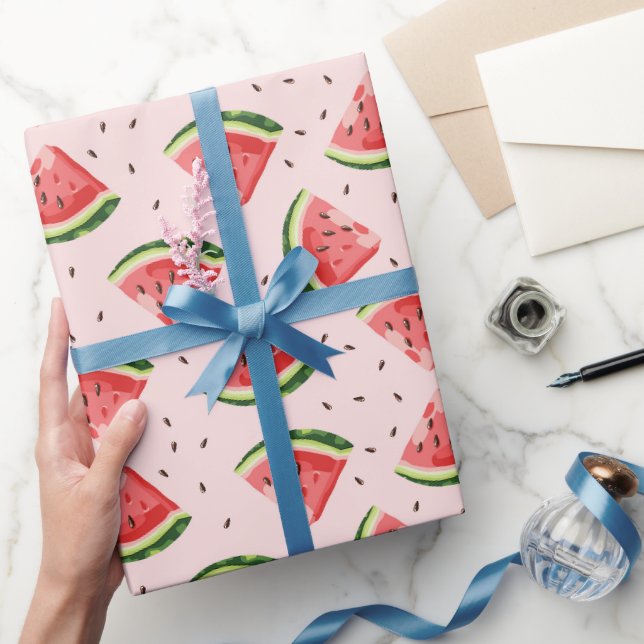 Watercolor Watermelon Fruit Pattern Wrapping Paper (Gifting)