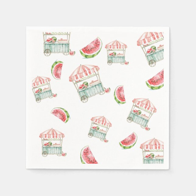 Watercolor Watermelon Napkins (Front)