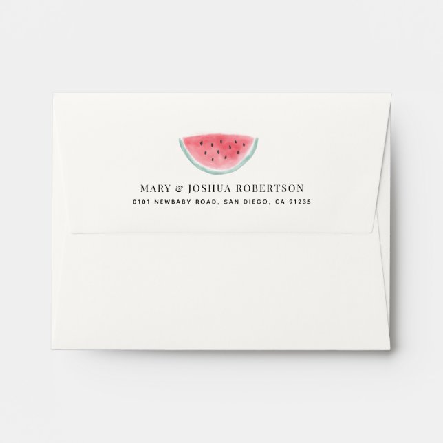 Watercolor Watermelon Pink Envelope (Back (Top Flap))