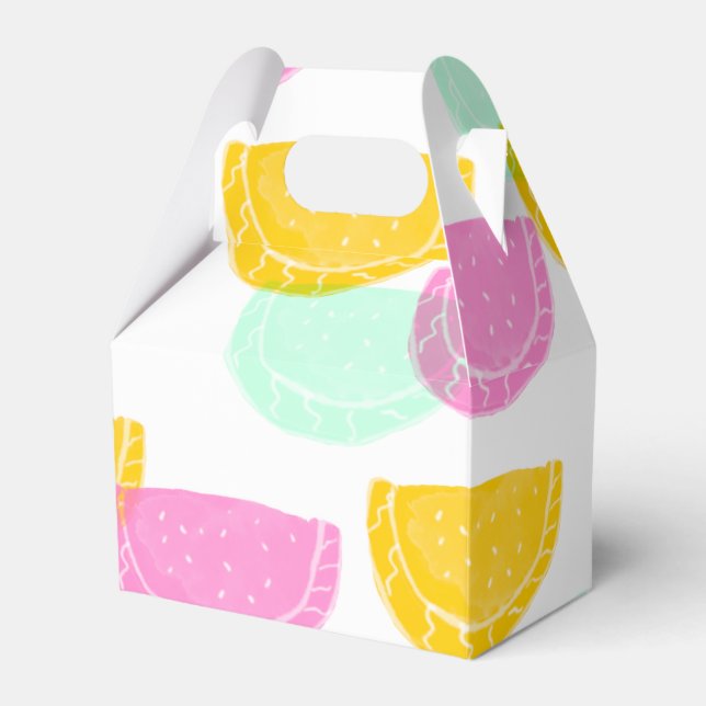 Watercolor Watermelon Pink Green Yellow Pattern   Favor Box (Front Side)