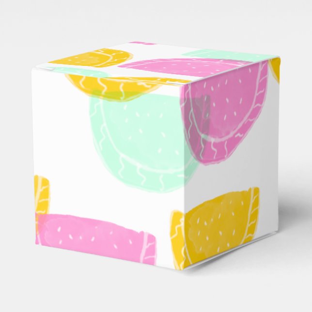Watercolor Watermelon Pink Green Yellow Pattern   Favor Box (Front Side)
