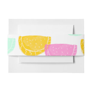 Watercolor Watermelon Pink Green Yellow Pattern Invitation Belly Band