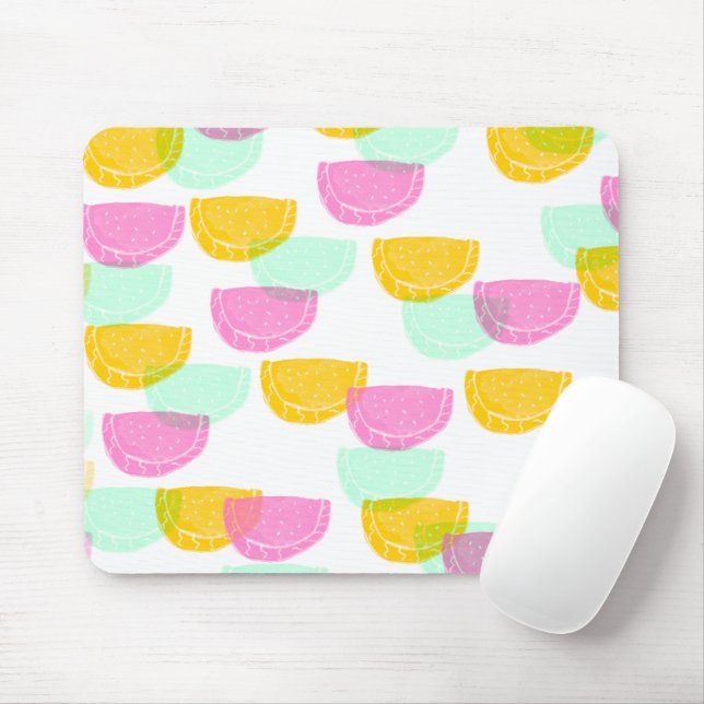Watercolor Watermelon Pink Green Yellow Pattern   Mouse Pad (With Mouse)
