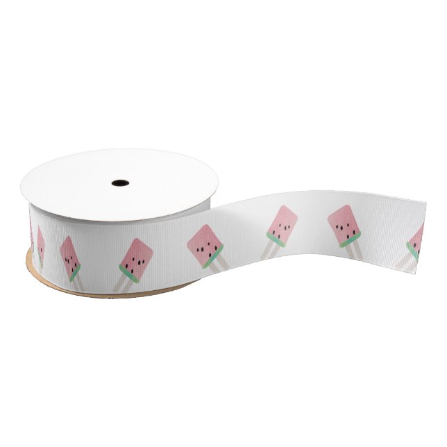 Watercolor Watermelon Pop Icecream Grosgrain Ribbon (Spool)