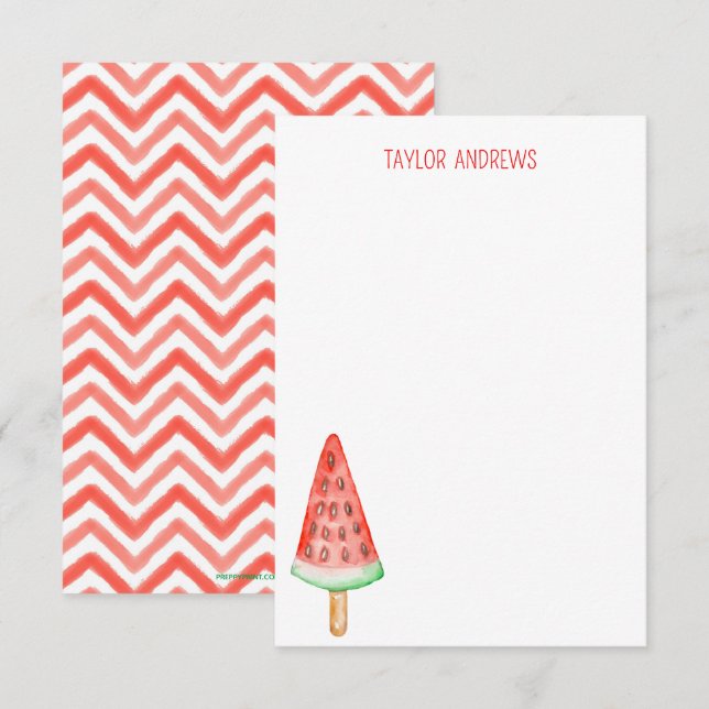 Watercolor Watermelon Popsicle Note Cards (Front/Back)