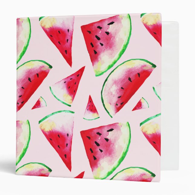 Watercolor Watermelon Slice Pattern Binder (Front/Inside)