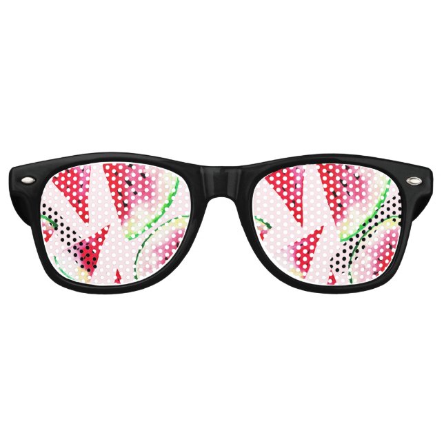 Watercolor Watermelon Slice Pattern Retro Sunglasses (Front)