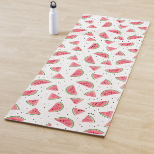 Watercolor Watermelon Slices Pattern Monogram Yoga Mat