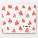 Watercolor Watermelon Slices Pattern Personalized Mouse Pad<br><div class="desc">Whimsical and bohemian mousepad featuring watercolor watermelon slices. Personalized by adding your own details. This will be perfect as a gift. This design is available in a variety of products.</div>