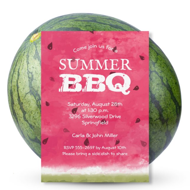 Watercolor Watermelon Summer BBQ Invitations de cu (Créateur téléchargé)