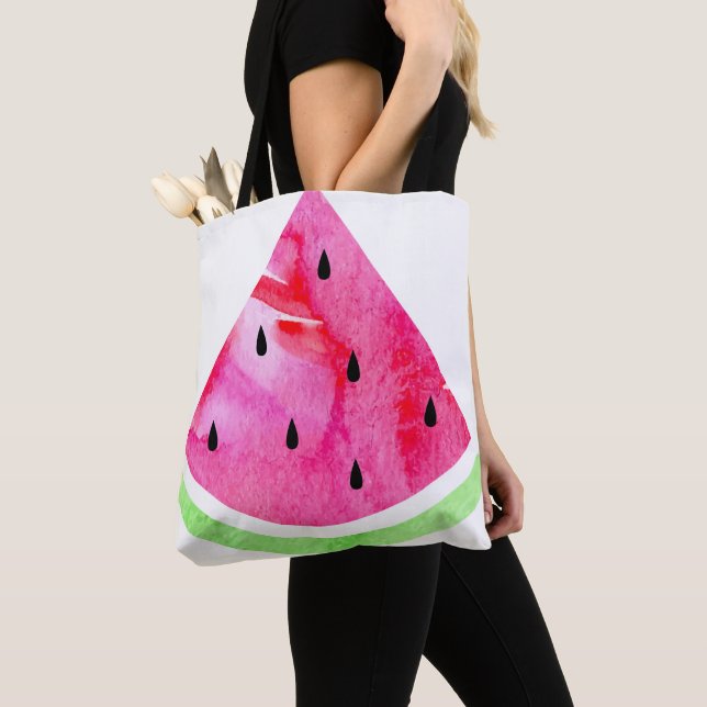 Watercolor Watermelon Tote Bag (Close Up)