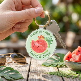 Watercolor Watermelon Tropical Floral Cute Summer Keychain