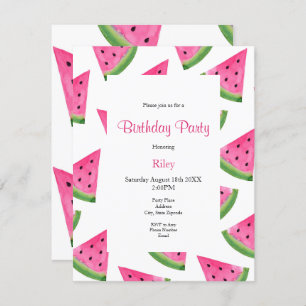 Watercolor Watermelon Wedge and Pattern Invitation
