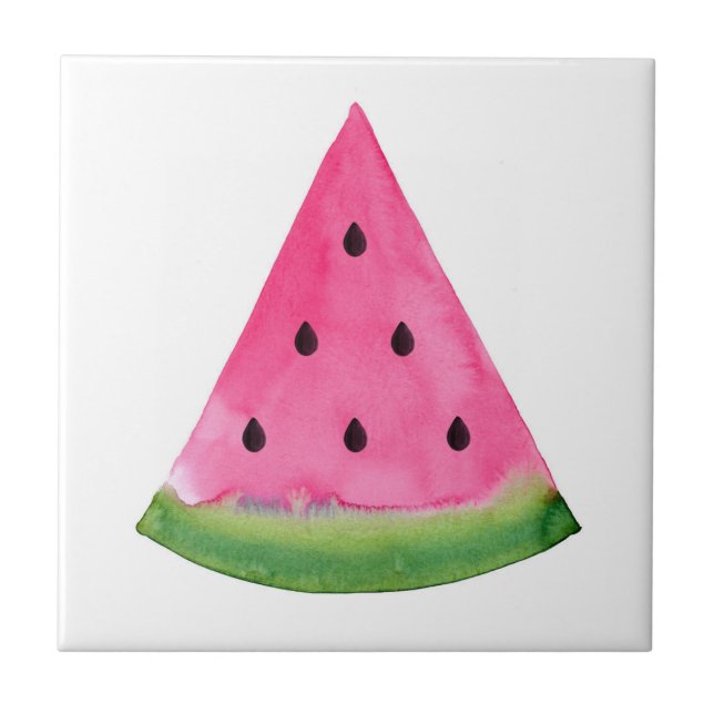Watercolor Watermelon Wedge Tile (Front)