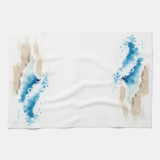 Watercolor wave beach kitchen towel