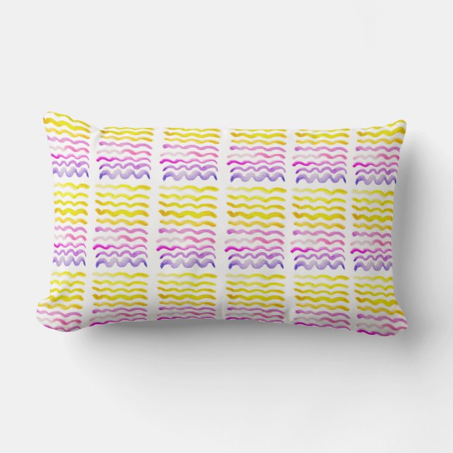Watercolor Wave Design Pillow  (Front)