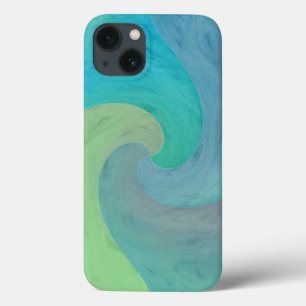 Watercolor Wave Green Turquoise Aquamarine Art iPhone 13 Case