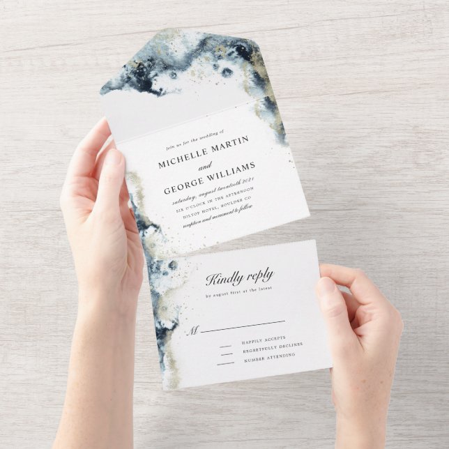 Watercolor Waves and Sand All In One Invitation (Tearaway)