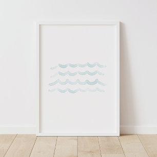 Watercolor Waves Beach Nursery Decor