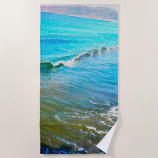 Watercolor Waves  Beach Towel