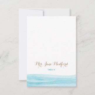 Watercolor Waves Beach Wedding Place Name Card