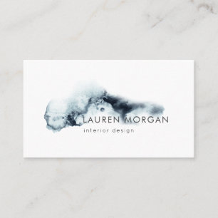 Watercolor Waves Blue Minimalistic Business Card