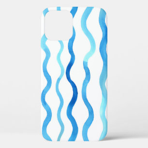 Watercolor Waves: Blue Turquoise Seamless. iPhone 12 Case