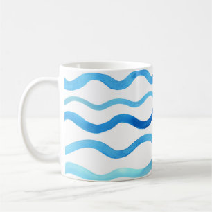 Watercolor Waves: Blue Turquoise Seamless. Coffee Mug