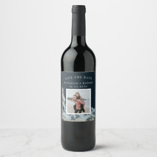 watercolor waves coastal save the date photo  wine wine label