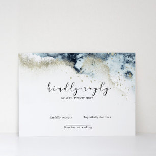 Watercolor Waves Elegant RSVP Card