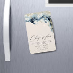 Watercolor Waves Gold Wedding Change The Date Magnet<br><div class="desc">This save the date magnet features watercolor brush stroke in deep navy blue colours with gold accents imitating waves on the beach which makes it a perfect choice for a summer or beach wedding. It is minimalistic and elegant in layout and font choices, also very easy to customize. Other items...</div>