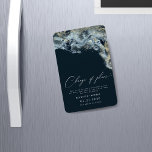Watercolor Waves Gold Wedding Change The Date Magnet<br><div class="desc">This save the date magnet features watercolor brush stroke in deep navy blue colours with gold accents imitating waves on the beach which makes it a perfect choice for a summer or beach wedding. It is minimalistic and elegant in layout and font choices, also very easy to customize. Other items...</div>