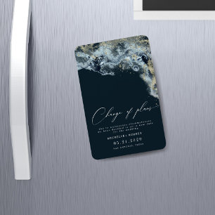 Watercolor Waves Gold Wedding Change The Date Magnet