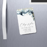 Watercolor Waves Gold Wedding Change The Date Magnet<br><div class="desc">This save the date magnet features watercolor brush stroke in deep navy blue colours with gold accents imitating waves on the beach which makes it a perfect choice for a summer or beach wedding. It is minimalistic and elegant in layout and font choices, also very easy to customize. Other items...</div>