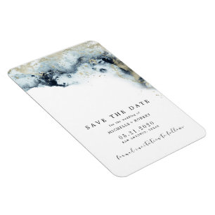 Watercolor Waves Gold Wedding Save the Date Magnet
