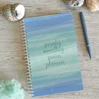 Watercolor Waves Mermaid Monthly Swim Planner