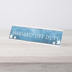 Watercolor Waves Mermaid Off Duty Starfish Sign