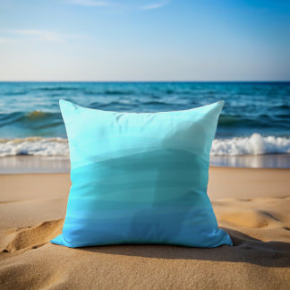 Watercolor Waves Modern Mermaid Throw Pillow