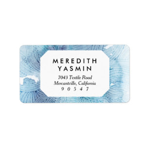 Watercolor waves ocean blue purple painted label