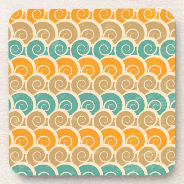 Watercolor Waves Pattern Coaster (Front)