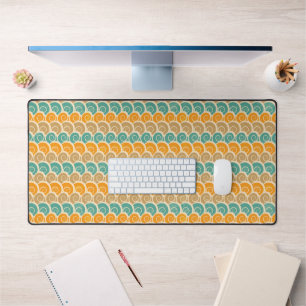 Watercolor Waves Pattern Desk Mat