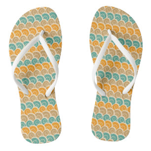 Watercolor Waves Pattern Flip Flops