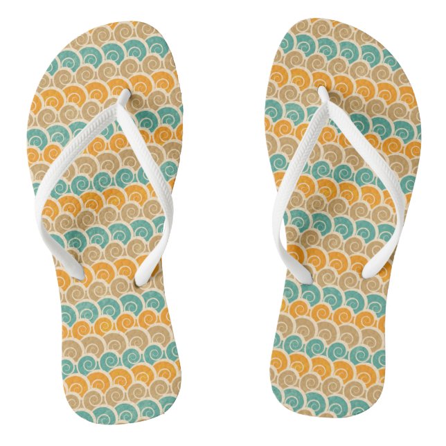 Watercolor Waves Pattern Flip Flops (Footbed)