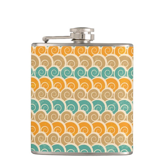 Watercolor Waves Pattern Hip Flask (Front)