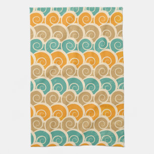 Watercolor Waves Pattern Kitchen Towel